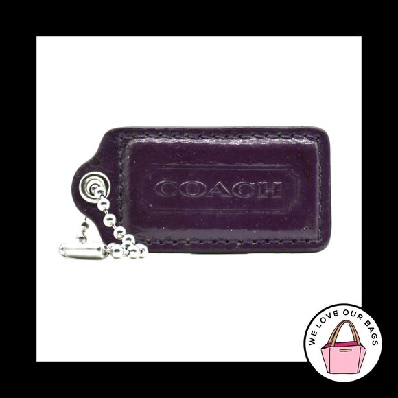 2.25" Large COACH Purple Patent Leather Nickel Fob Bag Charm Keychain Hang Tag - Picture 1 of 1